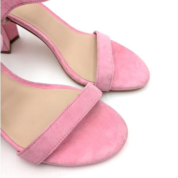 Stuart Weitzman Crystal Buckle 75 Block Heel Sandals Pink Size US6.5 EU37 - Picture 10 of 11